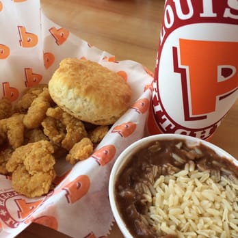Popeyes Louisiana Kitchen - Popcorn shrimp, red beans and rice, drink - Fast Food Near Me - Canton, Mississippi