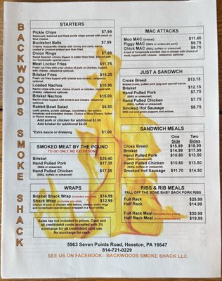 Menu photo 1 Backwoods Smoke Shack Hesston, PA Menu photo 1 Backwoods Smoke Shack Hesston, PA
