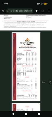 Menu photo 2 Blazing King Palm Desert, CA
