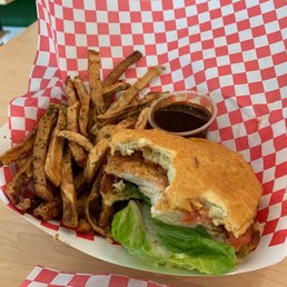 Make Your Own Chicken sandwich. (Half-eaten) so good.