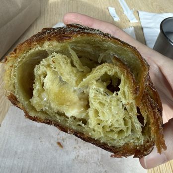Loba Pastry + Coffee - Inside of green mole croissant (white chocolate version) - Coffee & Tea Near Me - Chicago, Illinois Loba Pastry + Coffee - Inside of green mole croissant (white chocolate version) - Coffee & Tea Near Me - Chicago, Illinois