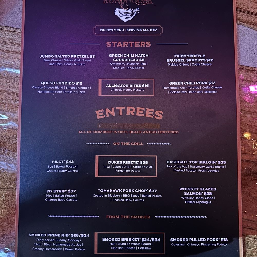 Duke’s Roadhouse - Menu (front) - Steakhouses Near Me - Maricopa, Arizona Duke’s Roadhouse - Menu (front) - Steakhouses Near Me - Maricopa, Arizona