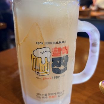 Yeokjeon Halmaek - 16oz iced beer - Korean Near Me - Fullerton, California