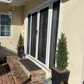 Security Screen Doors - A custom security screen to cover french doors with side lights. - Security Systems Near Me - Riverside, California