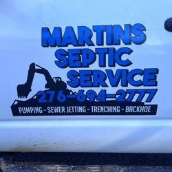Martins Septic Service - Called Martins yesterday. They came out today. Pumped tank, though there was a problem with system.