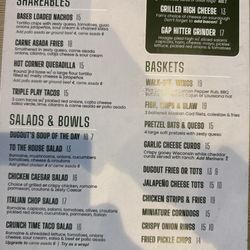 Dugout Bar & Grill - Menu