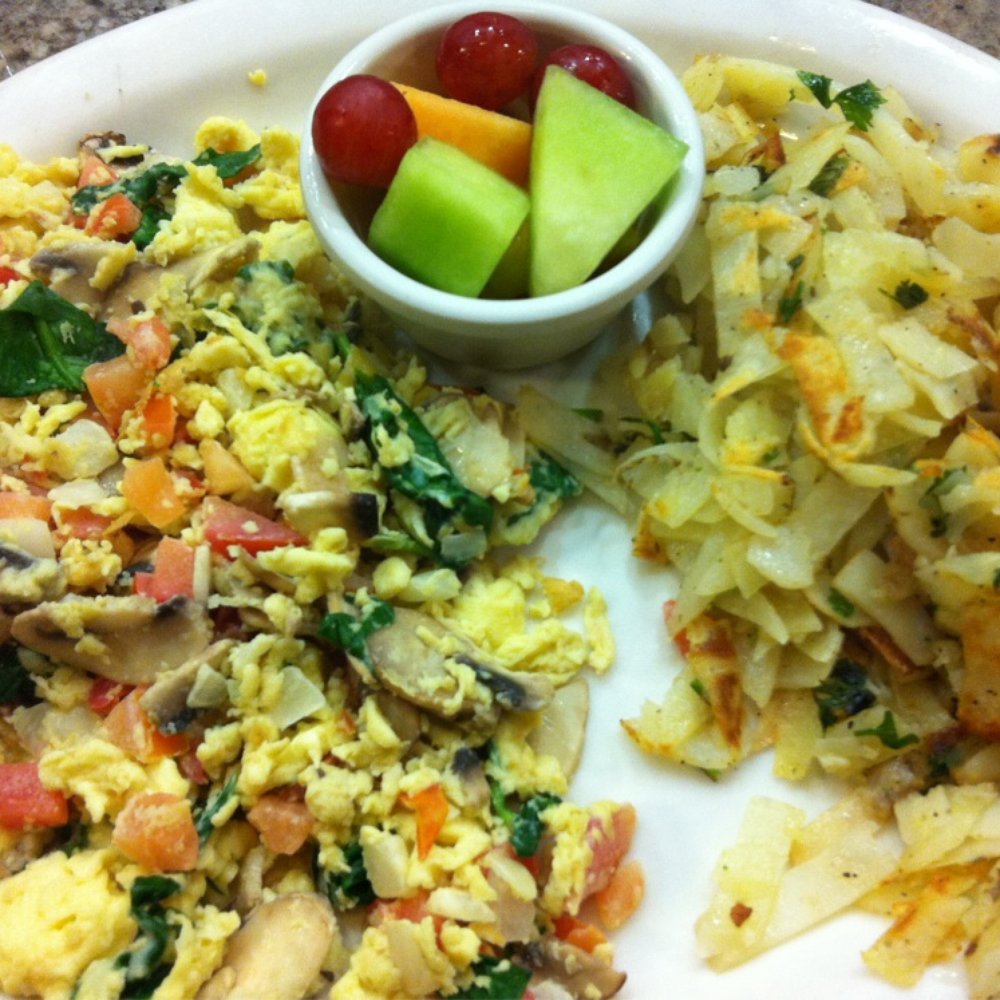 Rick's Cafe - Florentine scramble no bagel and no cheesesub fruit - American Near Me - Los Altos, California Rick's Cafe - Florentine scramble no bagel and no cheesesub fruit - American Near Me - Los Altos, California