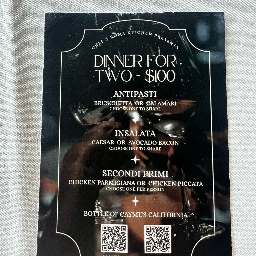 Chef’s Roma Kitchen - Promo details - Italian Near Me - Henderson, Nevada Chef’s Roma Kitchen - Promo details - Italian Near Me - Henderson, Nevada