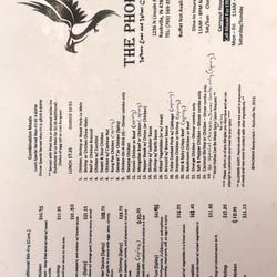 Phoenix Orient Restaurant - Front page of the menu