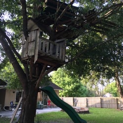 Word of Mouth Tree Service - Awful homemade tree house that Perry said he'd remove (back view)
