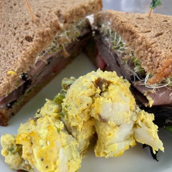 Two's Company - Roast beef sandwich and Potato Salad super good and filling!! Loved the sprouts in it! - Sandwiches Near Me - Orange, California