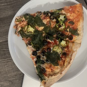Cantoni's Pizza - w slices from our Thin crust pizza with Bacon, spinach and black olives - Pizza Near Me - Fairmont, West Virginia