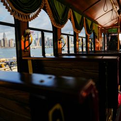 Madame Morbid's Trolley Tours - Trolley interior. Freshly detailed for spooky season.