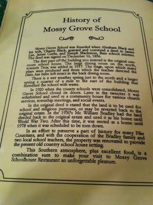 Menu photo 3 Mossy Grove School House Restaurant Troy, AL Menu photo 3 Mossy Grove School House Restaurant Troy, AL