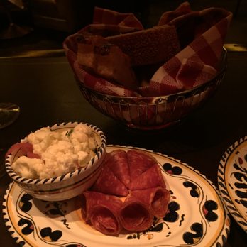 Carbone - complementary appetizers-salami, pickled cauliflower, bread - Italian Near Me - Las Vegas, Nevada