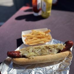 EL Dogg's Grill  The king of foot longs - Spicy Polish with grilled onions