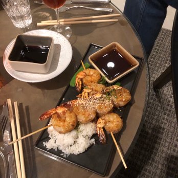 illume - Shrimp skewers (see small amount of rice + hidden bed of like 4 veggies) - Japanese Near Me - Orlando, Florida illume - Shrimp skewers (see small amount of rice + hidden bed of like 4 veggies) - Japanese Near Me - Orlando, Florida