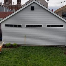 Rear of garage.  The exhaust fan is off-center at my request -- not Mike's fault!