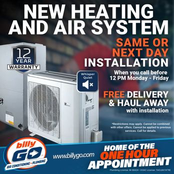 billyGO Air Conditioning & Plumbing - Same day new AC installation available - Plumbing Near Me - Grapevine, Texas billyGO Air Conditioning & Plumbing - Same day new AC installation available - Plumbing Near Me - Grapevine, Texas