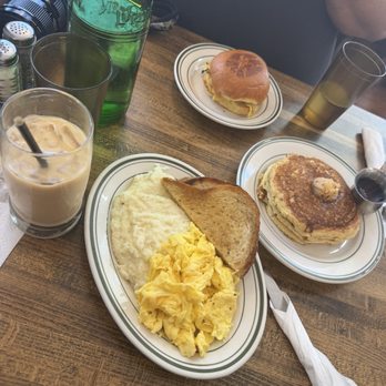 Sal & Cookie’s - Masa Pancakes Two Egg Breakfast, Sausage egg & cheese & an iced praline latte - Diners Near Me - Brooklyn, New York Sal & Cookie’s - Masa Pancakes Two Egg Breakfast, Sausage egg & cheese & an iced praline latte - Diners Near Me - Brooklyn, New York