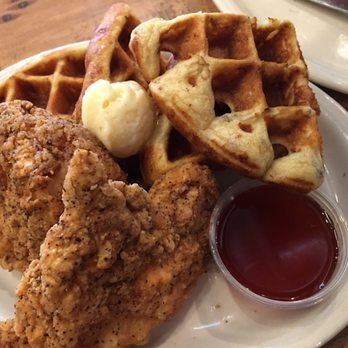 Maple Street Biscuit - Gainesville - BAM YO YO A.k.a. chicken and waffles. Asiago and pecanwood bacon infused waffles with chicken and spicy maple syrup - Breakfast & Brunch Near Me - Gainesville, Florida Maple Street Biscuit - Gainesville - BAM YO YO A.k.a. chicken and waffles. Asiago and pecanwood bacon infused waffles with chicken and spicy maple syrup - Breakfast & Brunch Near Me - Gainesville, Florida