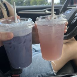 Lavender Menace Matcha and Live Laugh Lesbian Lemonade