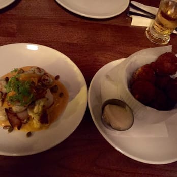 Harvest Bar + Kitchen - Bad pic but this is the ricotta gnocchi and hush puppies - Pizza Near Me - Columbus, Ohio