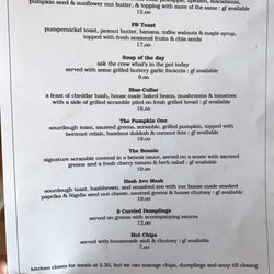 Portershed - Menu