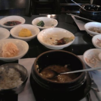 Soy Tofu - near the end of the meal (beef tofu and a variety of side dishes) - Korean Near Me - La Palma, California