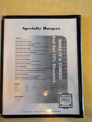 Menu photo 7 Frank's Grill Houston, TX