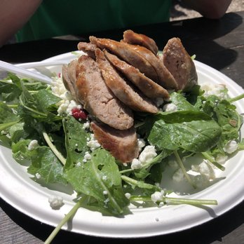 We're the Wurst - House made brat on arugula. - German Near Me - Redmond, Oregon We're the Wurst - House made brat on arugula. - German Near Me - Redmond, Oregon