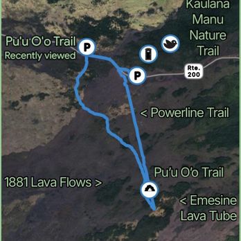 Pu’u ‘Ō’ō Trail - 4-mile hike on Pu'u O'o Trail to Emesine Cave. Or direct 3-mile hike there on Powerline Trail. Or link routes for 7.5-mile loop. - Hiking Near Me - Hilo, Hawaii Pu’u ‘Ō’ō Trail - 4-mile hike on Pu'u O'o Trail to Emesine Cave. Or direct 3-mile hike there on Powerline Trail. Or link routes for 7.5-mile loop. - Hiking Near Me - Hilo, Hawaii