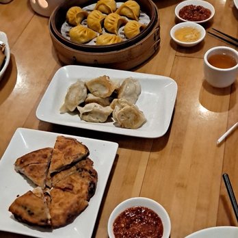 Jeng Chi - Three different dumplings, green onion pancakes, jasmine green tea, veggie stir fry noodles - Bakeries Near Me - Richardson, Texas
