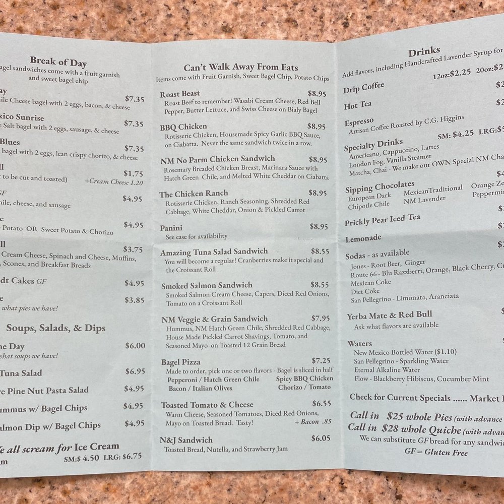 Sweet Santa Fe - Menu (back), April 2022 - Chocolatiers & Shops Near Me - Santa Fe, New Mexico