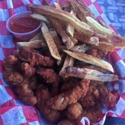 Captain's Galley - Some cold fries and some cold fried clams.