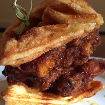 Spork Cafe - This!! Chicken and Waffles with a bacon and bourbon sauce. - Bakeries Near Me - Elkton, Maryland Spork Cafe - This!! Chicken and Waffles with a bacon and bourbon sauce. - Bakeries Near Me - Elkton, Maryland