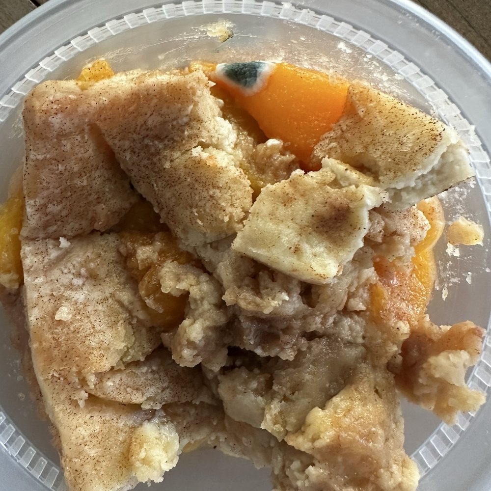 Gs Cajun House - Green and white mold growing in the Double Crusted Peach Cobbler that cost $8 - Soul Food Near Me - El Paso, Texas Gs Cajun House - Green and white mold growing in the Double Crusted Peach Cobbler that cost $8 - Soul Food Near Me - El Paso, Texas