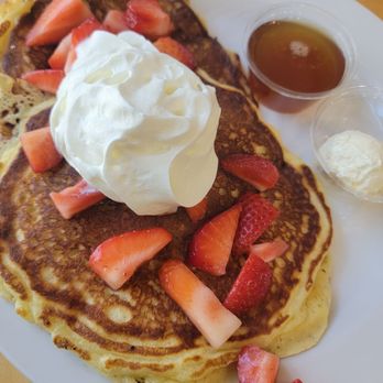 The Jefferson Market - Pancakes with strawberries and whipped cream - Breakfast & Brunch Near Me - Ann Arbor, Michigan