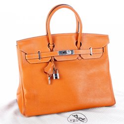 Black Rock Galleries - Southport - HERMES FABULOUS PEBBLED ORANGE LEATHER BIRKIN BAG