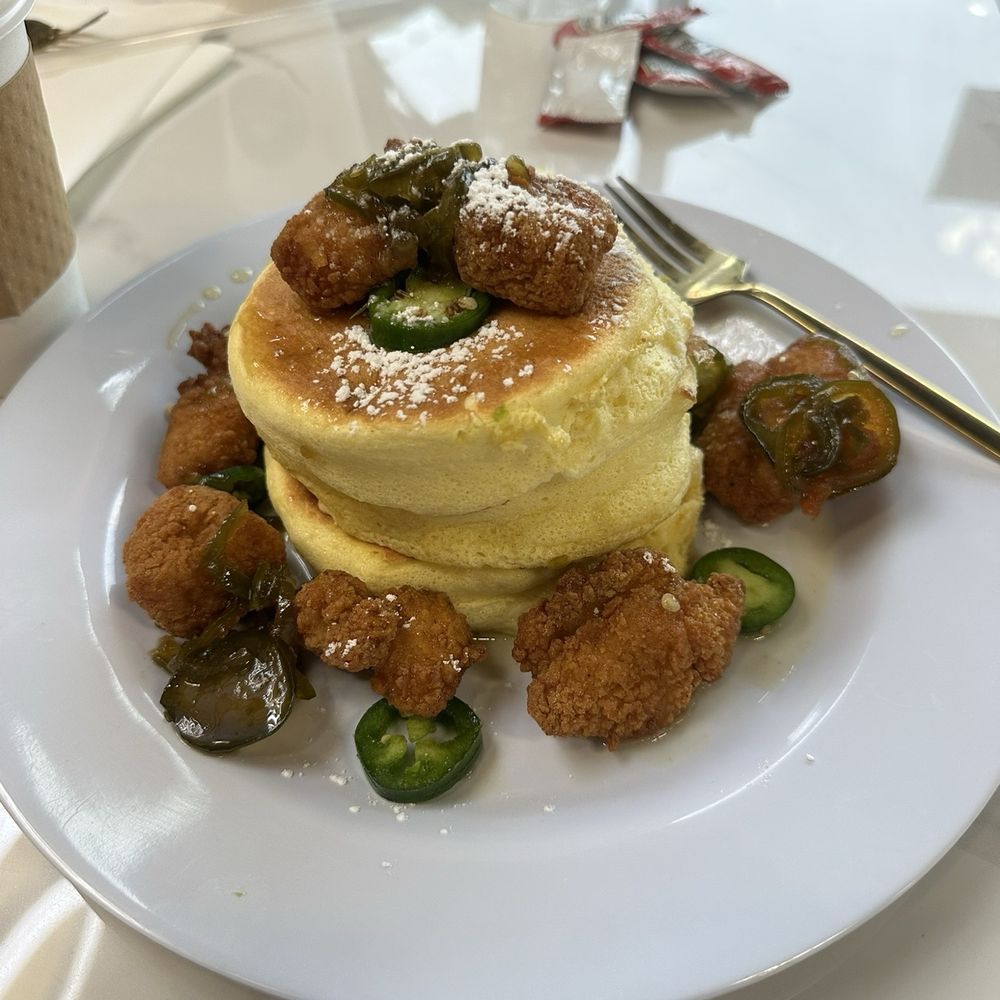 Fluffy Fluffy - Jalapeños Maple Chicken & Soufflé Pancake - Coffee & Tea Near Me - Davis, California Fluffy Fluffy - Jalapeños Maple Chicken & Soufflé Pancake - Coffee & Tea Near Me - Davis, California