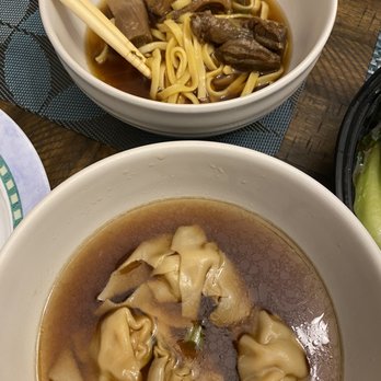 Tiger Noodle House - Taiwanese Spicy Beef Noodle Soup - top Wonton Soup - bottom - Noodles Near Me - Houston, Texas Tiger Noodle House - Taiwanese Spicy Beef Noodle Soup - top Wonton Soup - bottom - Noodles Near Me - Houston, Texas