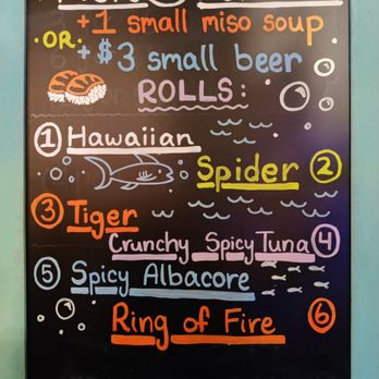 Ahi Sushi - NEW DEAL
DINE-IN-ONLY 2 for $25 deal .
Choose two Rolls and get a Miso Soup or $3 Small Beer (Must be 21 to order Alcohol) - Sushi Bars Near Me - San Diego, California Ahi Sushi - NEW DEAL
DINE-IN-ONLY 2 for $25 deal .
Choose two Rolls and get a Miso Soup or $3 Small Beer (Must be 21 to order Alcohol) - Sushi Bars Near Me - San Diego, California