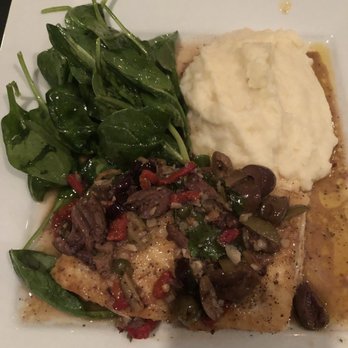 Rocco's Restaurant - Halibut special with mashed potatoes and spinach. - Modern European Near Me - San Clemente, California Rocco's Restaurant - Halibut special with mashed potatoes and spinach. - Modern European Near Me - San Clemente, California