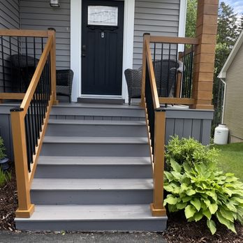 SRL Maintenance & Contracting - Entrance stairs and deck repainting alongside handrails and posts re-staining. - Decks & Railing Near Me SRL Maintenance & Contracting - Entrance stairs and deck repainting alongside handrails and posts re-staining. - Decks & Railing Near Me
