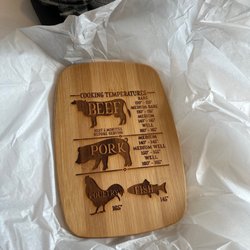 Alaska Rod's - Pretty sweet bamboo cutting board with meat temperatures.