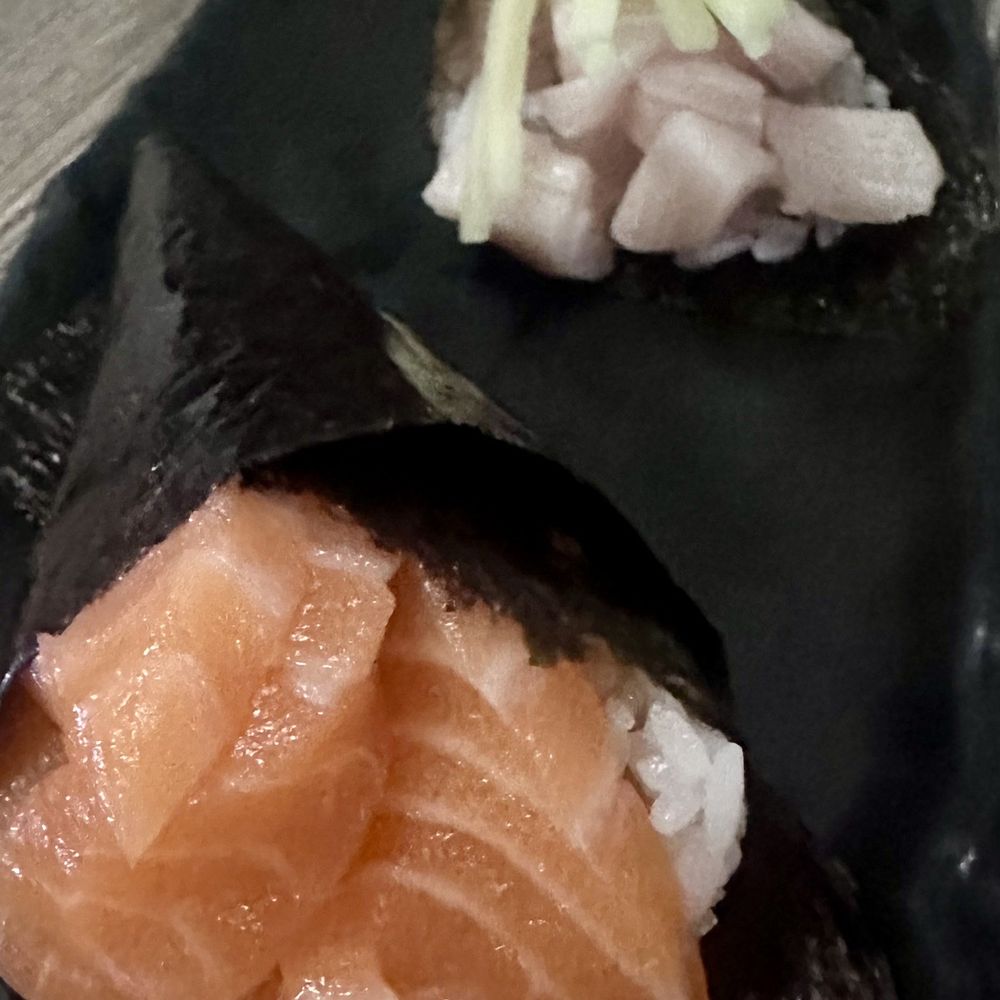 Sanyo Sushi - Salmon and yellowtail hand rolls - Sushi Bars Near Me - Glendora, California Sanyo Sushi - Salmon and yellowtail hand rolls - Sushi Bars Near Me - Glendora, California