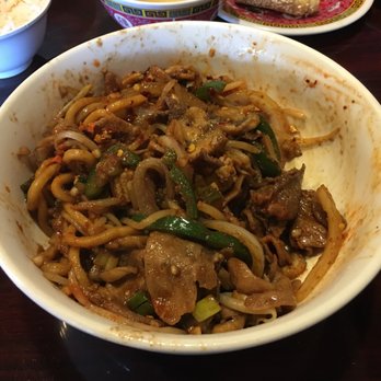 Gk Mongolian Bbq - Combo beef, pork and chicken. Little bit of noodle and each of veggie. Lobster, house, satay sauce with garlic, ginger and chili. - Mongolian Near Me - Manteca, California