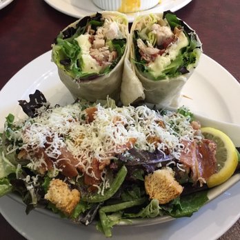 Piano Cafe - a plate of salad and a salad wrap - Cafes Near Me - Port Perry, Ontario