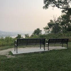 Larz Anderson Park - Bench views -- Canadian wildfires 6/28/2023