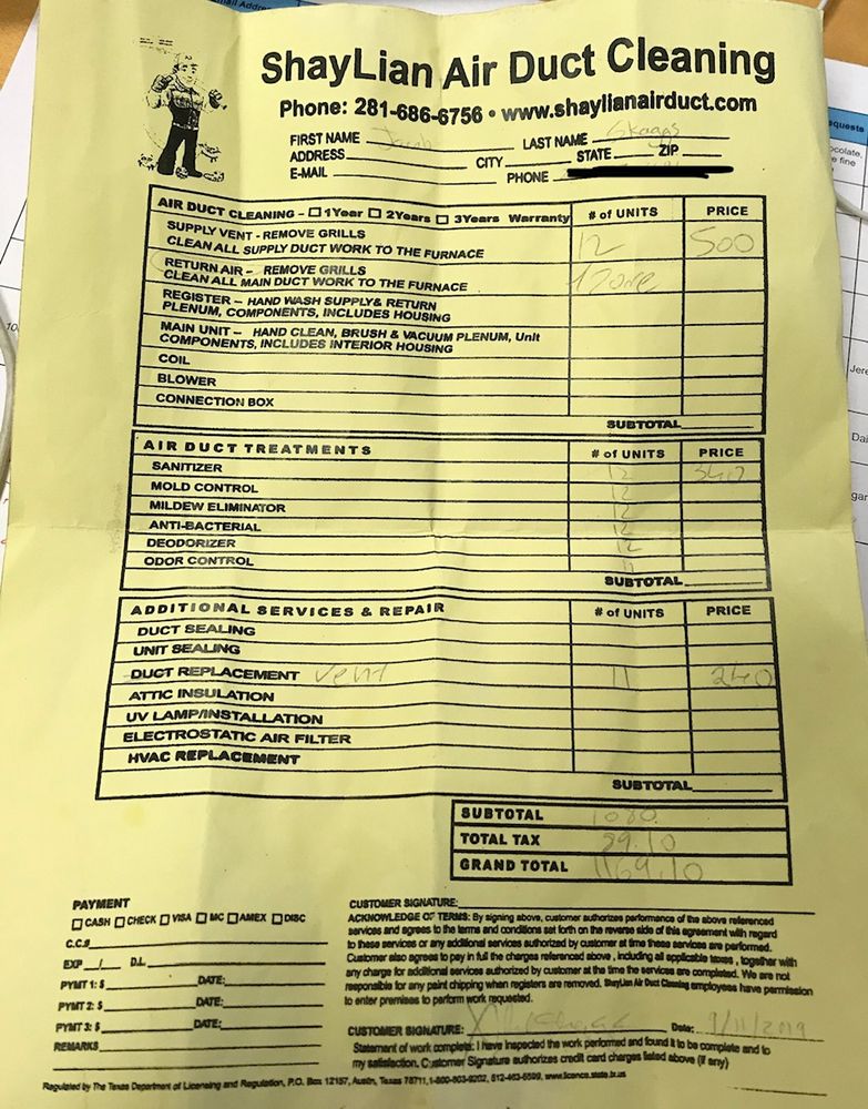 SHAYLIAN AIR DUCTS CLEANING 5630 Lymbar Dr, Houston, Texas Air Duct Cleaning Phone Number